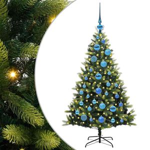 vidaXL Изкуствен коледен дърво с панти 150 LEDs Зелено 120 cm PVC и PE