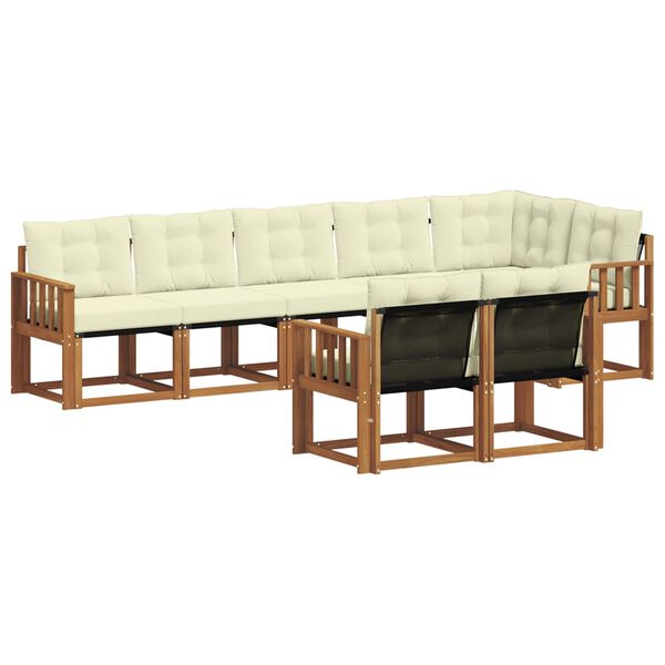 vidaXL Комплект дивани за открито 8 pcs Натурален и Крема