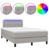 vidaXL Боксспринг легло с матрак и LED, светлосиво, 120x190 см, плат