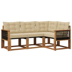 vidaXL Комплект дивани за открито 4 pcs Натурален и Бежов