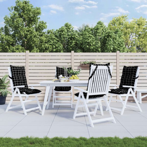 vidaXL Възглавници за стол с облегалка 4 бр черно каре Оксфорд плат