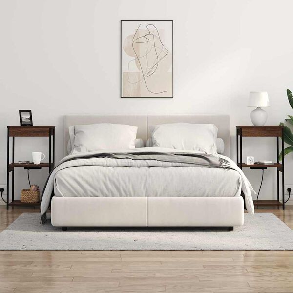 vidaXL Нощен шкаф с рафт Кафяв дъб 41 x 31 x 76 см Инженерно дърво