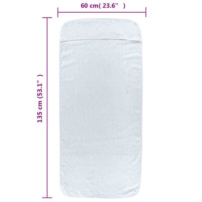 vidaXL Плажни кърпи 2 бр бели 60x135 см текстил 400 GSM