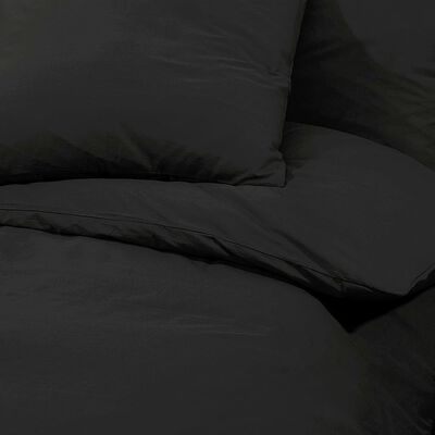 vidaXL Комплект спално бельо, черно, 220x240 см, памук