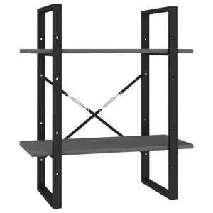 vidaXL 2-етажна библиотека, сива, 60x30x70 см, борово дърво масив