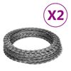 vidaXL Тел тип бръснач на ролки, 2 бр, поцинкована стомана, 100 м