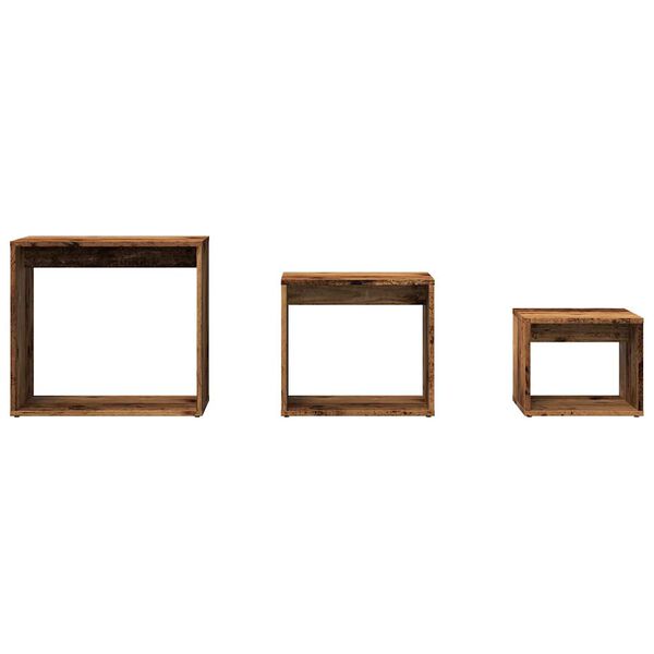 vidaXL Стифиращи маси, 3 бр, старо дърво, инженерно дърво