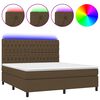 vidaXL Боксспринг легло с матрак и LED, тъмнокафяво, 160x200 см, плат