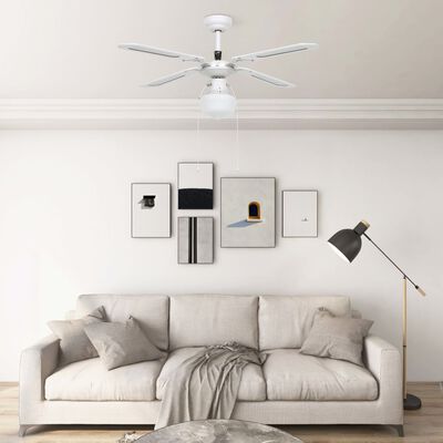 vidaXL Вентилатор за таван с лампа, 106 см, бял
