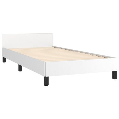 vidaXL Рамка за легло с табла, бяла, 80x200 см, изкуствена кожа