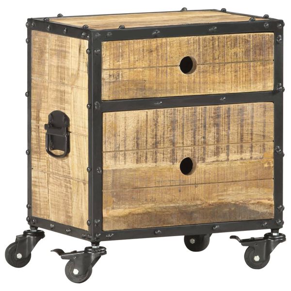 vidaXL Нощно шкафче, 40x30x50 см, грубо мангово дърво