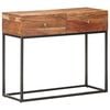 vidaXL Конзолна маса, сива, 90x35x75 cм, грубо акациево дърво