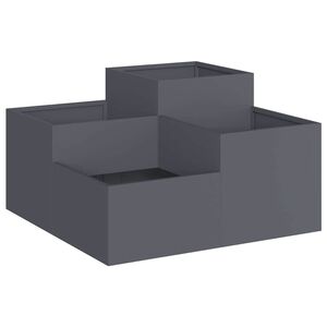 vidaXL Градинска саксия Антрацит 80 x 80 x 48 см Стомана