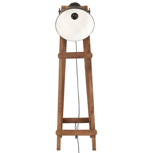 vidaXL Подова лампа, черна, E27, мангово дърво масив