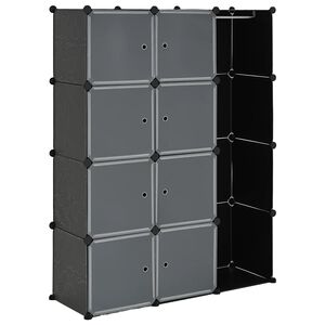 vidaXL Модулен шкаф с 9 отделения, 109x36,5x143 см, черно и бяло