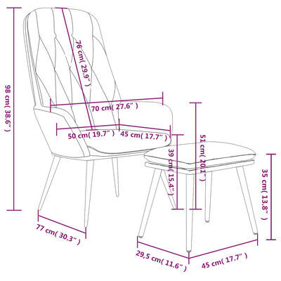 vidaXL Релаксиращ стол с опора за крака, светлосив, кадифе
