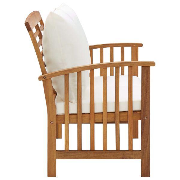 vidaXL Градинска пейка с възглавници, 119 см, акация масив