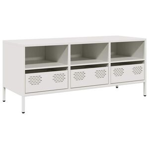 vidaXL ТВ шкаф, бял, 101,5x39x43,5 см, студеновалцувана стомана
