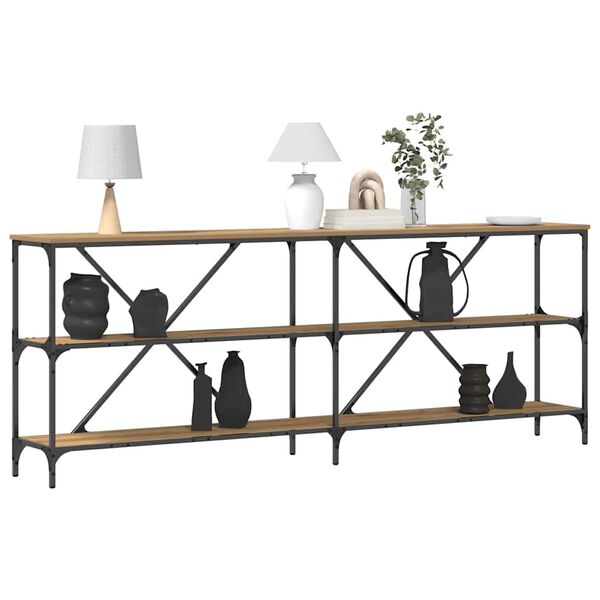vidaXL Конзолна маса Дъб Артизан 200 x 30 x 75 см Инженерно дърво
