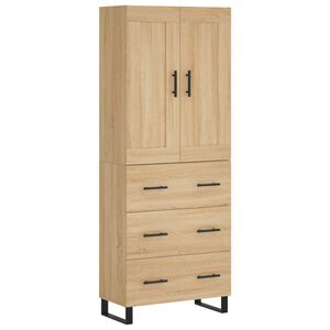 vidaXL Висок шкаф, дъб сонома, 69,5x34x180 см, инженерно дърво