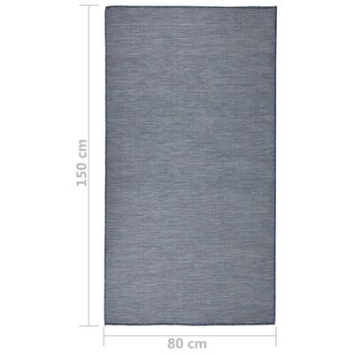 vidaXL Градински плоскотъкан килим, 80x150 см, син