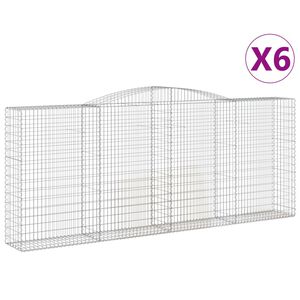 vidaXL Габионни кошници арка 6 бр 400x50x160/180 см поцинковано желязо