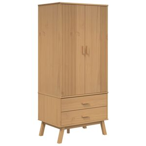 vidaXL Гардероб OLDEN, кафяв, 76,5x53x172 см, борово дърво масив