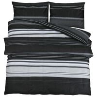 vidaXL Комплект спално бельо, черно и бяло, 225x220 см, памук