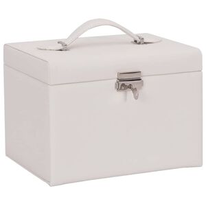 vidaXL Кутия за бижута 4-слойна с огледало, заключваща се, бяла