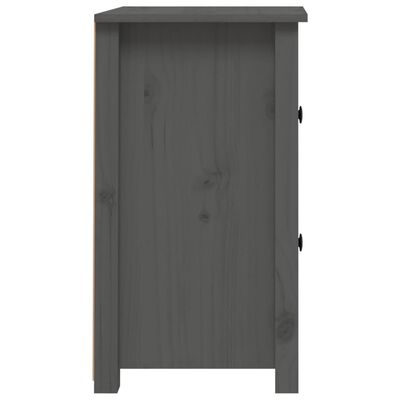 vidaXL Нощно шкафче, сиво, 40x35x61,5 см, борово дърво масив