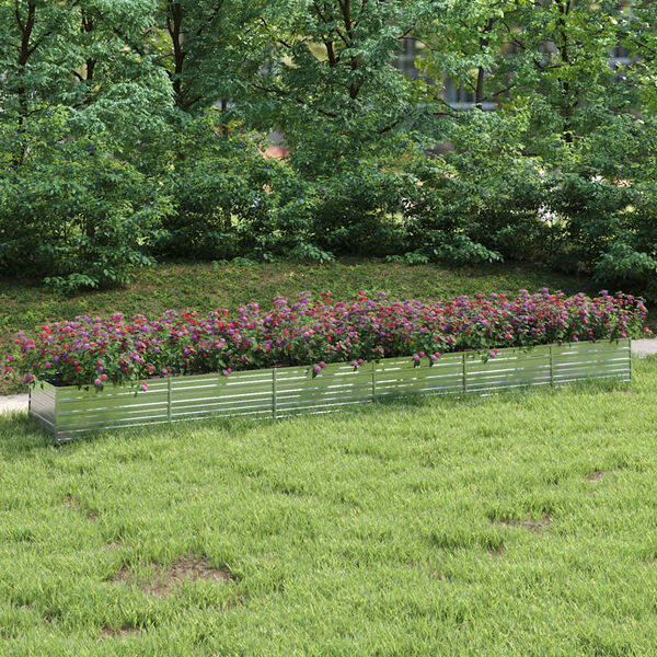 vidaXL Повдигната градинска леха, 600x80x45 см, стомана, сребриста