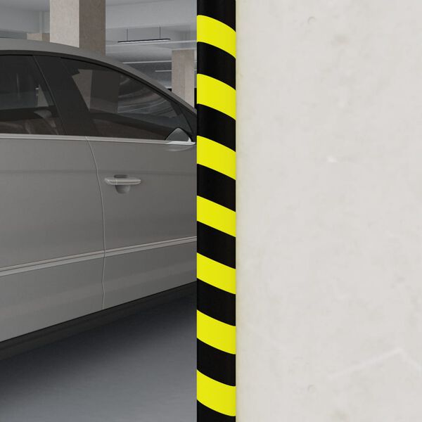 vidaXL Ъглов протектор жълто и черно 4x3x100 см PU