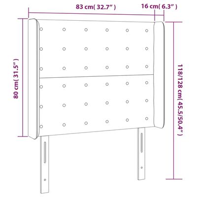 vidaXL LED горна табла за легло, розова, 83x16x118/128 см, кадифе