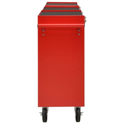 vidaXL Количка за инструменти с 21 чекмеджета, стомана, червена