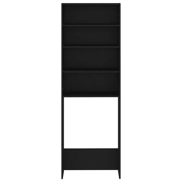 vidaXL Шкаф за пералня, черен, 64x24x190 см