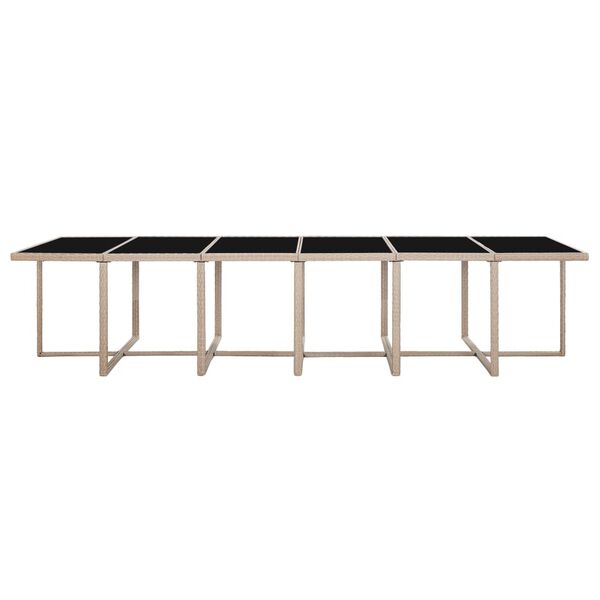 vidaXL Градински комплект с възглавници, 17 части, бежов полиратан