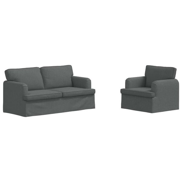 vidaXL Диван 2 pcs Тъмен сив 162 x 80 x 85 см текстил