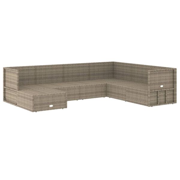 vidaXL Градински лаундж комплект с възглавници 7 части полиратан сив