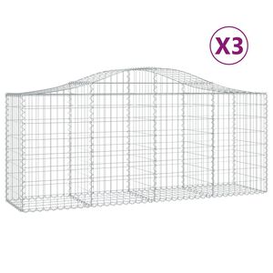 vidaXL Габионни кошници арка 3 бр 200x50x80/100 см поцинковано желязо