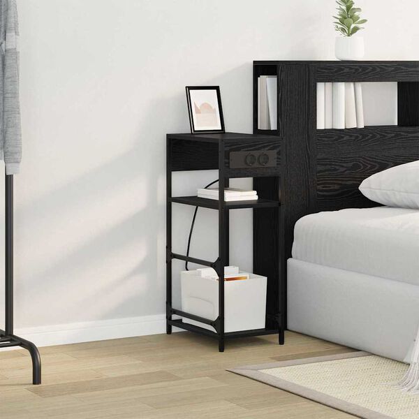 vidaXL Нощен шкаф Черния дъб 40 x 27 x 76 см Инженерно дърво