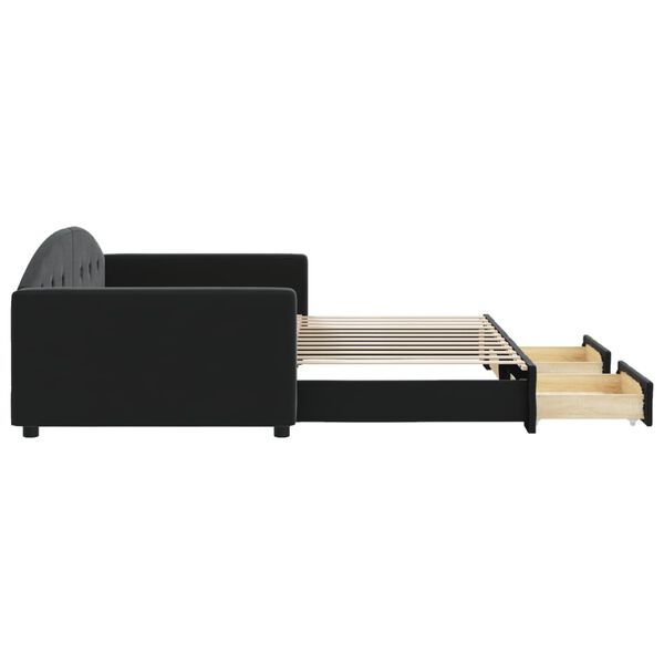 vidaXL Канапе с изтеглящо легло и чекмеджета черно 100x200 см кадифе