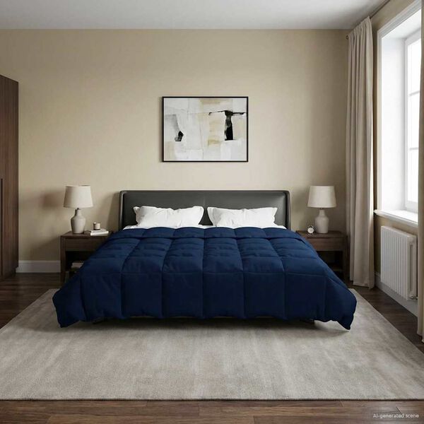 vidaXL Зимен юрган Патичено Тъмен син 220 x 240 cm Микрофибър