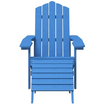 vidaXL Градински стол Adirondack с табуретка, HDPE, аква синьо