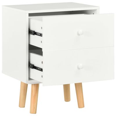 vidaXL Нощни шкафчета, 2 бр, бели, 40x30x50 см, бор масив