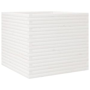 vidaXL Градински сандък, бял, 80x80x68,5 см, масивна борова дървесина