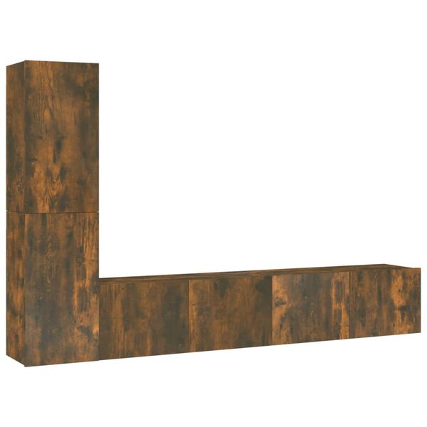 vidaXL Комплект ТВ шкафове от 4 части, опушен дъб, инженерно дърво