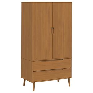 vidaXL Гардероб MOLDE Карамел 90 x 55 x 175 см
