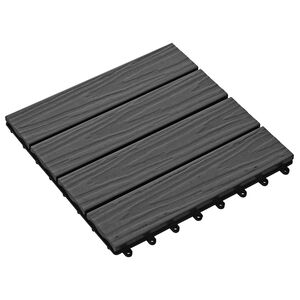 vidaXL Плочка за decking 3D дизайн 11 бр. Черно 30 x 30 cm WPC