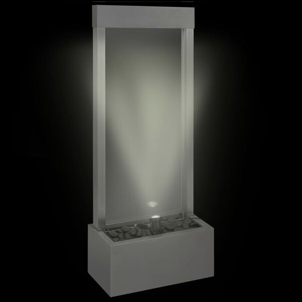 vidaXL Градински фонтан, сребрист, 39x22x108,5 см, неръждаема стомана