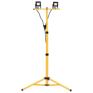 vidaXL LED прожектор със статив, 2x10 W, топло бяло